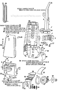 Page B Diagram and Parts List for 4462AT  Eureka Upright Vacuum