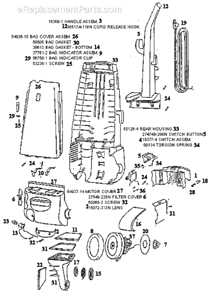 Page B Diagram and Parts List for 4462BT  Eureka Upright Vacuum