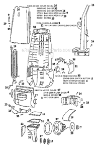 Page B Diagram and Parts List for 4462DT  Eureka Upright Vacuum