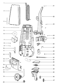 Page B Diagram and Parts List for 4463AV  Eureka Upright Vacuum