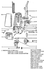 Page B Diagram and Parts List for 4464AT  Eureka Upright Vacuum