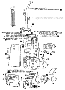 Page B Diagram and Parts List for 4465ATM  Eureka Upright Vacuum