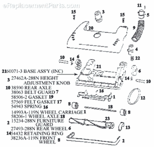 Page A Diagram and Parts List for 4465BT  Eureka Upright Vacuum