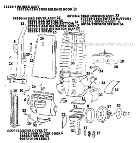 Page B Diagram and Parts List for 4465DTZ  Eureka Upright Vacuum