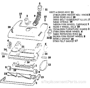 Page A Diagram and Parts List for 4465DT  Eureka Upright Vacuum