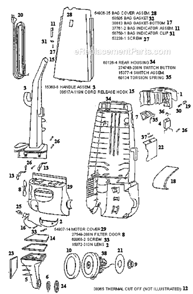 Page B Diagram and Parts List for 4466DTV  Eureka Upright Vacuum