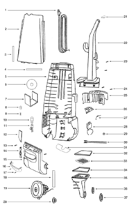 Page B Diagram and Parts List for 4467AV  Eureka Upright Vacuum