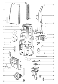 Page B Diagram and Parts List for 4468A  Eureka Upright Vacuum