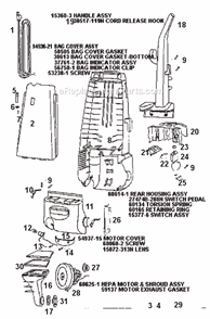 Page B Diagram and Parts List for 4470AT  Eureka Upright Vacuum