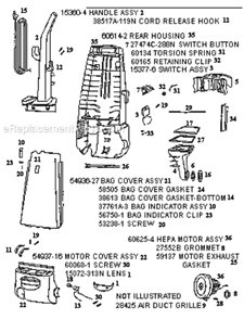 Part Location Diagram of 37761A-3 Eureka Bag Indicator Assembly