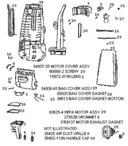 Page B Diagram and Parts List for 4472BT  Eureka Upright Vacuum