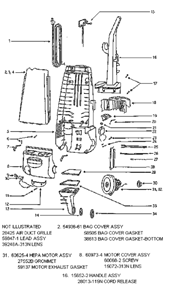 Page B Diagram and Parts List for 4478AT  Eureka Upright Vacuum