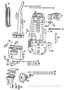 Page B Diagram and Parts List for 4481AT  Eureka Upright Vacuum