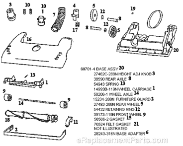 Page A Diagram and Parts List for 4482AT  Eureka Upright Vacuum