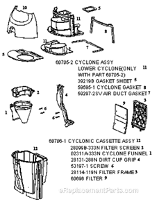 Part Location Diagram of 60704-13 Eureka Front Cover Assembly - Pk