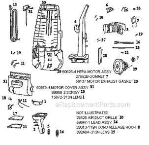 Page B Diagram and Parts List for 4482BT-1  Eureka Upright Vacuum