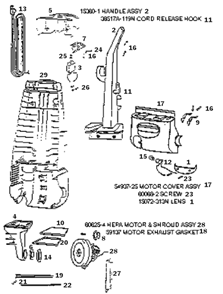 Page B Diagram and Parts List for 4484AT  Eureka Upright Vacuum