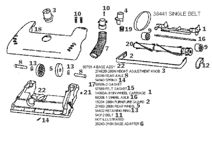 Part Location Diagram of 60069-46 Eureka Hood Assembly - Packaged