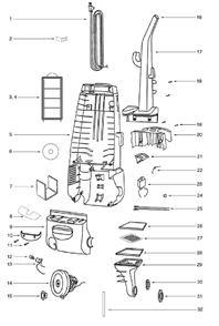 Page C Diagram and Parts List for 4495A-1  Eureka Upright Vacuum