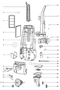 Page C Diagram and Parts List for 4498AS  Eureka Upright Vacuum