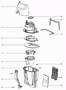 Page B Diagram and Parts List for 4499A  Eureka Upright Vacuum