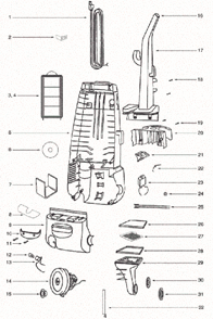 Page C Diagram and Parts List for 4499A  Eureka Upright Vacuum