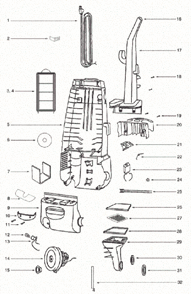 Page C Diagram and Parts List for 4499B  Eureka Upright Vacuum