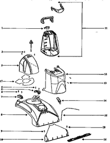 Dispensing Tank Assembly Diagram and Parts List for 2440A  Eureka Upright Vacuum