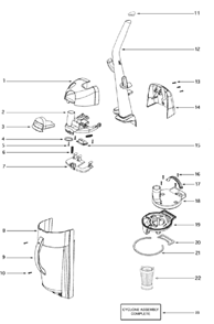 Part Location Diagram of 61365-1 Eureka Top Cover