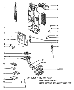 Page B Diagram and Parts List for 4654AT  Eureka Upright Vacuum