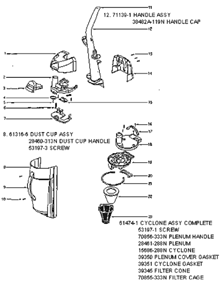 Part Location Diagram of 61474-1 Eureka Cyclone Assembly - Carton