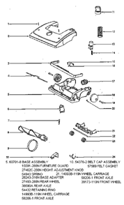 Part Location Diagram of 61308-1 Eureka Brushroll Assembly - Cart