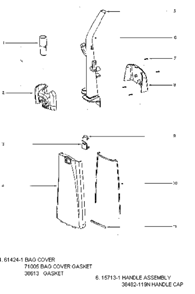 Part Location Diagram of 15713-1 Eureka Handle & Cap Assembly