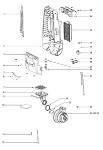 Part Location Diagram of 61432-12 Eureka Motor Cover Assembly W/O Lens
