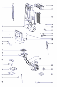 Page B Diagram and Parts List for 4684B  Eureka Upright Vacuum