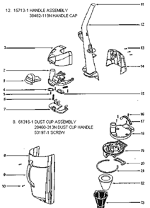 Page C Diagram and Parts List for 4685AT  Eureka Upright Vacuum