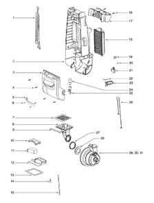 Page B Diagram and Parts List for 4688ATV  Eureka Upright Vacuum