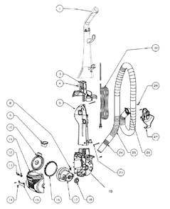 Part Location Diagram of 75956-1 Eureka Upper Handle Assembly