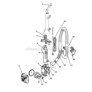 Page D Diagram and Parts List for 4704IDE  Eureka Upright Vacuum
