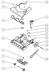 Page A Diagram and Parts List for 4704P  Eureka Upright Vacuum
