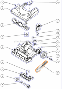 Base  Hood Diagram and Parts List for 4704RES  Eureka Upright Vacuum