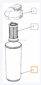 Dust Cup Diagram and Parts List for 4704RES  Eureka Upright Vacuum