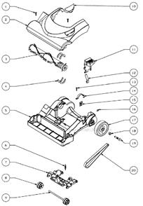 Page B Diagram and Parts List for 4750A  Eureka Upright Vacuum