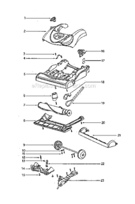 Base And Hood Assembly Diagram and Parts List for 4870ATV  Eureka Upright Vacuum