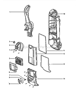 Main Body Diagram and Parts List for 4870BT  Eureka Upright Vacuum