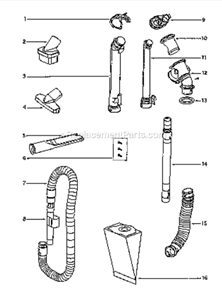 Accessories Diagram and Parts List for 4870BT  Eureka Upright Vacuum