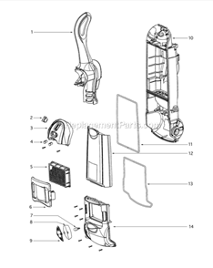 Main Body Diagram and Parts List for 4870DT  Eureka Upright Vacuum