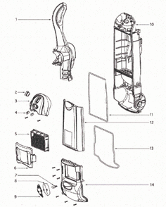 Page B Diagram and Parts List for 4870HZX  Eureka Upright Vacuum