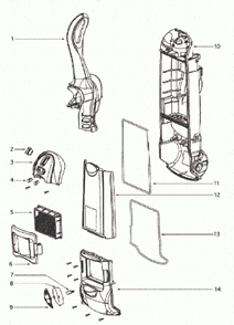 Page B Diagram and Parts List for 4870MZ  Eureka Upright Vacuum