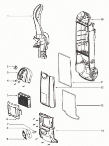 Page B Diagram and Parts List for 4870PZ  Eureka Upright Vacuum